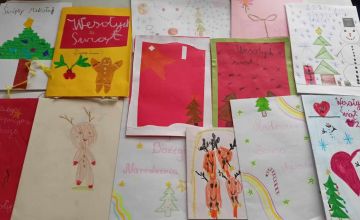 Kartki świąteczne wykonane przez uczniów
