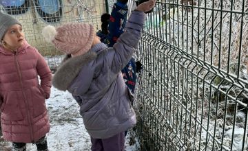 Dzieci z oddziału przedszkolnego zimą dbają o ptaki